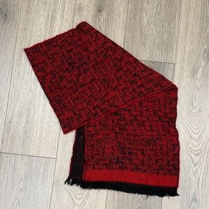 Versace Black and Red Wool Scarf